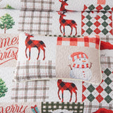 NNEDSZ Joyful Santa & Reindeer Christmas Queen Bedspread Set