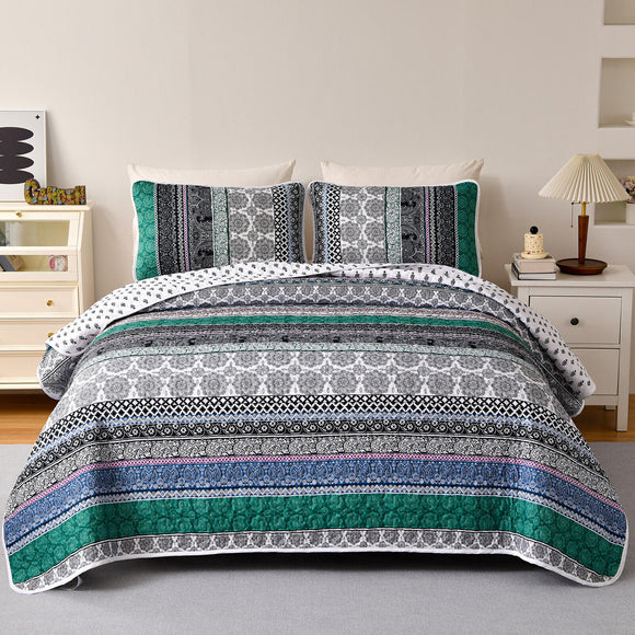 NNEDSZ Romantic Blush green grey 3 Pc Bedspread & Pillow Cover Set