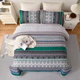 NNEDSZ Romantic Blush green grey 3 Pc Bedspread & Pillow Cover Set