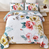 NNEDSZ Vibrant Quilted Bedspread and Pillowcases Set: Add Color and Comfort to Your Space - Queen size