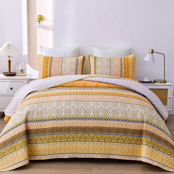 NNEDSZ Classic Paisley Bloom Lightweight 3 Pc Bedspread & Pillow Cover Set