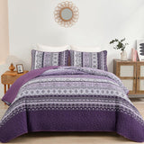 NNEDSZ Elegant Peony purple Soft 3 Pc Bedspread & Pillow Cover Set