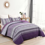 NNEDSZ Elegant Peony purple Soft 3 Pc Bedspread & Pillow Cover Set