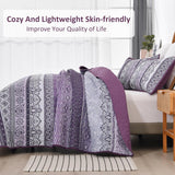 NNEDSZ Elegant Peony purple Soft 3 Pc Bedspread & Pillow Cover Set