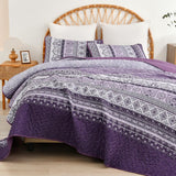 NNEDSZ Elegant Peony purple Soft 3 Pc Bedspread & Pillow Cover Set