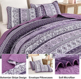 NNEDSZ Elegant Peony purple Soft 3 Pc Bedspread & Pillow Cover Set