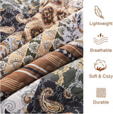 NNEDSZ Enchanting Lace boho green Quilted 3 Pc Bedspread & Pillow Cover Set