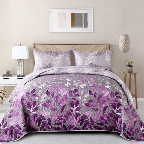 NNEDSZ Luxurious Orchid patchwork Plaid 3 Pc Bedspread & Pillow Cover Set