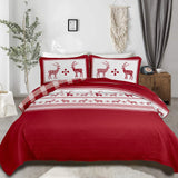 NNEDSZ Joyful Red & white Reindeer Christmas Queen Bedspread Set