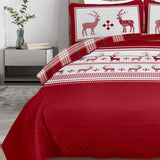 NNEDSZ Joyful Red & white Reindeer Christmas Queen Bedspread Set