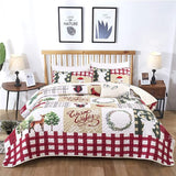 NNEDSZ Festive Christmas Red & Green Queen Bedspread Set