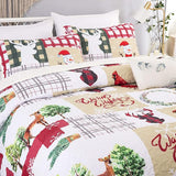 NNEDSZ Festive Christmas Red & Green Queen Bedspread Set