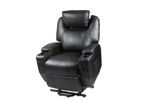 NNEDSZ Recliner Lift Heat Massage Armchair Sofa Leather 2 Motor Chair Black