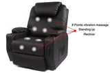 NNEDSZ Recliner Lift Heat Massage Armchair Sofa Leather 2 Motor Chair Black