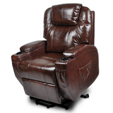 NNEDSZ Recliner Lift Heat Massage Armchair Sofa Leather 2 Motor Chair Brown