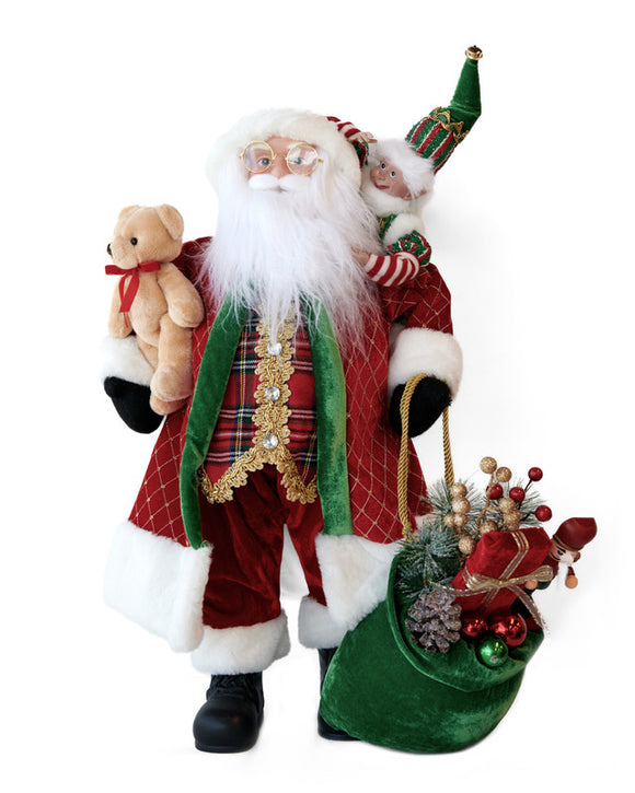 NNEDSZ LUXURY SANTA WITH BEAR & ELF 61CM