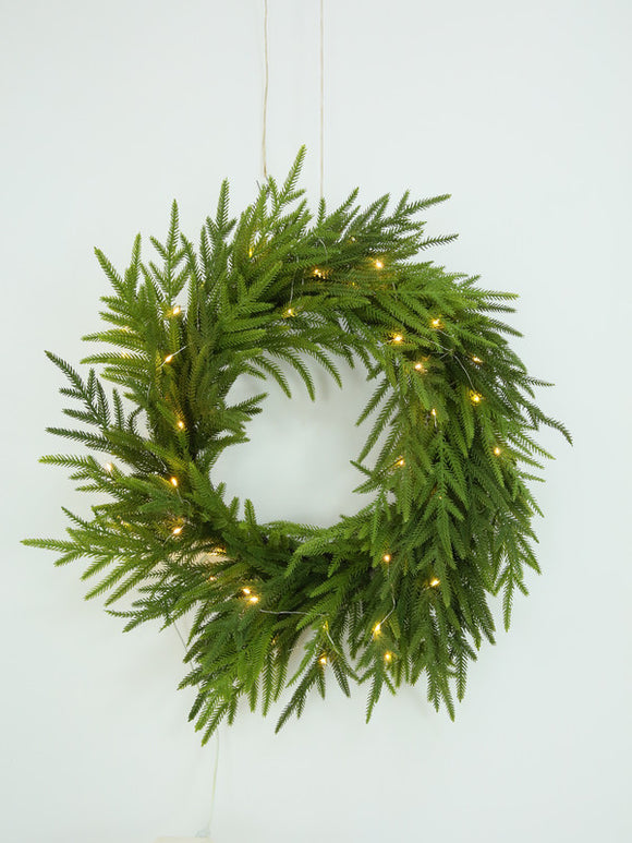 NNEDSZ PINE WREATH WITH LED USB POWERED 61CM