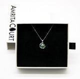 NNEDSZ Gift Box - Aroma Necklace White Gold - Planet Celestial Aqua (Light Blue) + Purify Oil Blend
