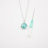 NNEDSZ Gift Box - Aroma Necklace White Gold - Planet Celestial Aqua (Light Blue) + Purify Oil Blend