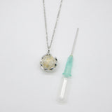 NNEDSZ Gift Box - Aroma Necklace White Gold - Planet Stardust Crystal (Gold Clear) + Purify Oil Blend