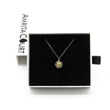 NNEDSZ Gift Box - Aroma Necklace White Gold - Planet Stardust Crystal (Gold Clear) + Purify Oil Blend
