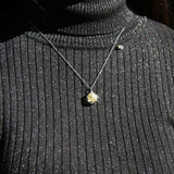 NNEDSZ Gift Box - Aroma Necklace White Gold - Planet Stardust Crystal (Gold Clear) + Purify Oil Blend