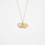NNEDSZ Gift Box - Aroma Necklace 925 Silver, Gold coated - Green Shell Paradise Peach (Pink) + Purify Oil Blend