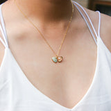 NNEDSZ Gift Box - Aroma Necklace 925 Silver, Gold coated - Green Shell Paradise Peach (Pink) + Purify Oil Blend