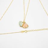 NNEDSZ Gift Box - Aroma Necklace 925 Silver, Gold coated - Green Shell Paradise Peach (Pink) + Purify Oil Blend