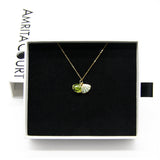 NNEDSZ Gift Box - Aroma Necklace 925 Silver, Gold coated - Green Shell Electric Lime (Light Green) + Purify Oil Blend
