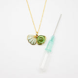 NNEDSZ Gift Box - Aroma Necklace 925 Silver, Gold coated - Green Shell Electric Lime (Light Green) + Purify Oil Blend