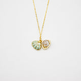 NNEDSZ Gift Box - Aroma Necklace 925 Silver, Gold coated - Green Shell Dreamy Lavender (Light Purple) + Purify Oil Blend