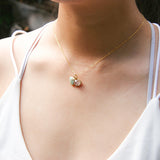 NNEDSZ Gift Box - Aroma Necklace 925 Silver, Gold coated - Green Shell Dreamy Lavender (Light Purple) + Purify Oil Blend