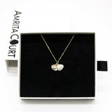 NNEDSZ Gift Box - Aroma Necklace 925 Silver, Gold coated - Green Shell Dreamy Lavender (Light Purple) + Purify Oil Blend