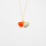 NNEDSZ Gift Box - Aroma Necklace 925 Silver, Gold coated - Green Shell Sunset Coral (Bright Red Orange) + Purify Oil Blend