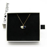 NNEDSZ Gift Box - Aroma Necklace 925 Silver, Gold coated - Green Shell Ocean Depth (Dark Blue) + Purify Oil Blend