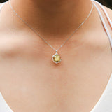NNEDSZ Gift Box - Aroma Necklace White Gold - Planet Stellar Midnight (Golden dark blue) + Purify Oil Blend