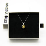 NNEDSZ Gift Box - Aroma Necklace White Gold - Planet Stellar Midnight (Golden dark blue) + Purify Oil Blend