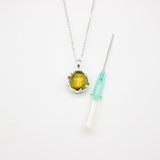 NNEDSZ Gift Box - Aroma Necklace White Gold - Planet Stellar Midnight (Golden dark blue) + Purify Oil Blend