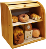 NNEDSZ Bamboo Bread Storage Box - 2 Compartment Sections