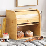 NNEDSZ Bamboo Bread Storage Box - 2 Compartment Sections