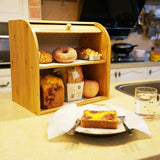 NNEDSZ Bamboo Bread Storage Box - 2 Compartment Sections