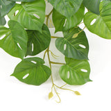 NNEDSZ Decorative Ceramic Bowl Potted Artificial Monstera Plant 30cm