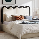 NNEDSZ Cole White Boucle Fabric Bed Head - Queen