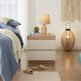 NNEDSZ Ashley Coastal White Wooden Bedside Table