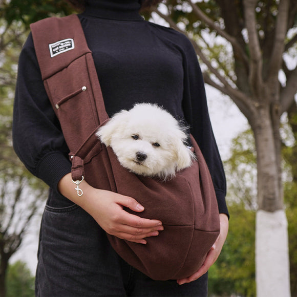NNEDSZ Brown Pet Carrier Sling Bag for Small Dogs and Cats - Up to 15kg
