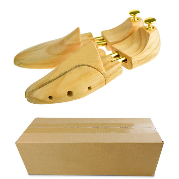NNEDSZ Adjustable Pine Wood Shoe Tree with Brass Knobs, Size EUR 37-38