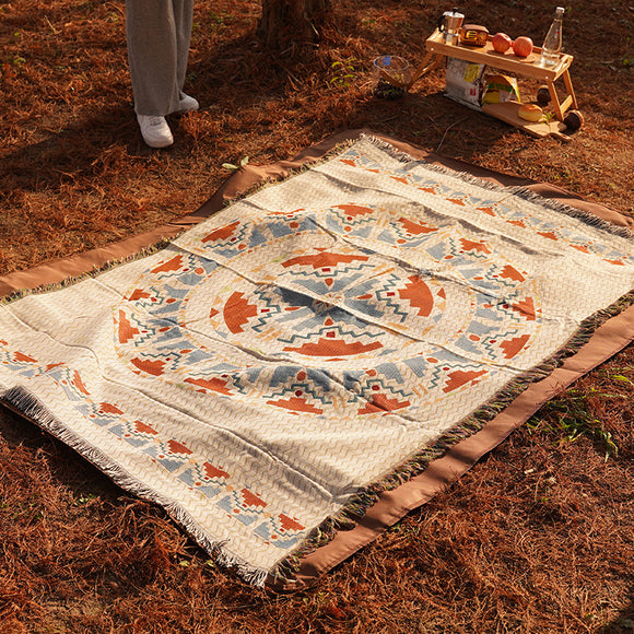 NNEDSZ 2pcs pack set 90*150cm Bohemian Picnic Blanket, Waterproof Camping Blanket, Outdoor Rug for Camping, Picnic, Beach