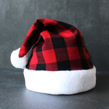 NNEDSZ 2 Pack Plaid Santa Hats for Adults, Buffalo Check Christmas Hats with White Fur Trim