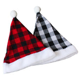 NNEDSZ 2 Pack Plaid Santa Hats for Adults, Buffalo Check Christmas Hats with White Fur Trim